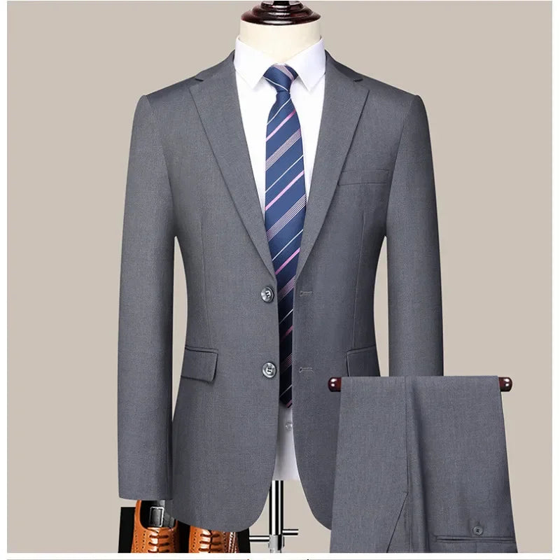 Two-button Business Suit Professional Work Formal Two-piece Set Trousers and Jacket