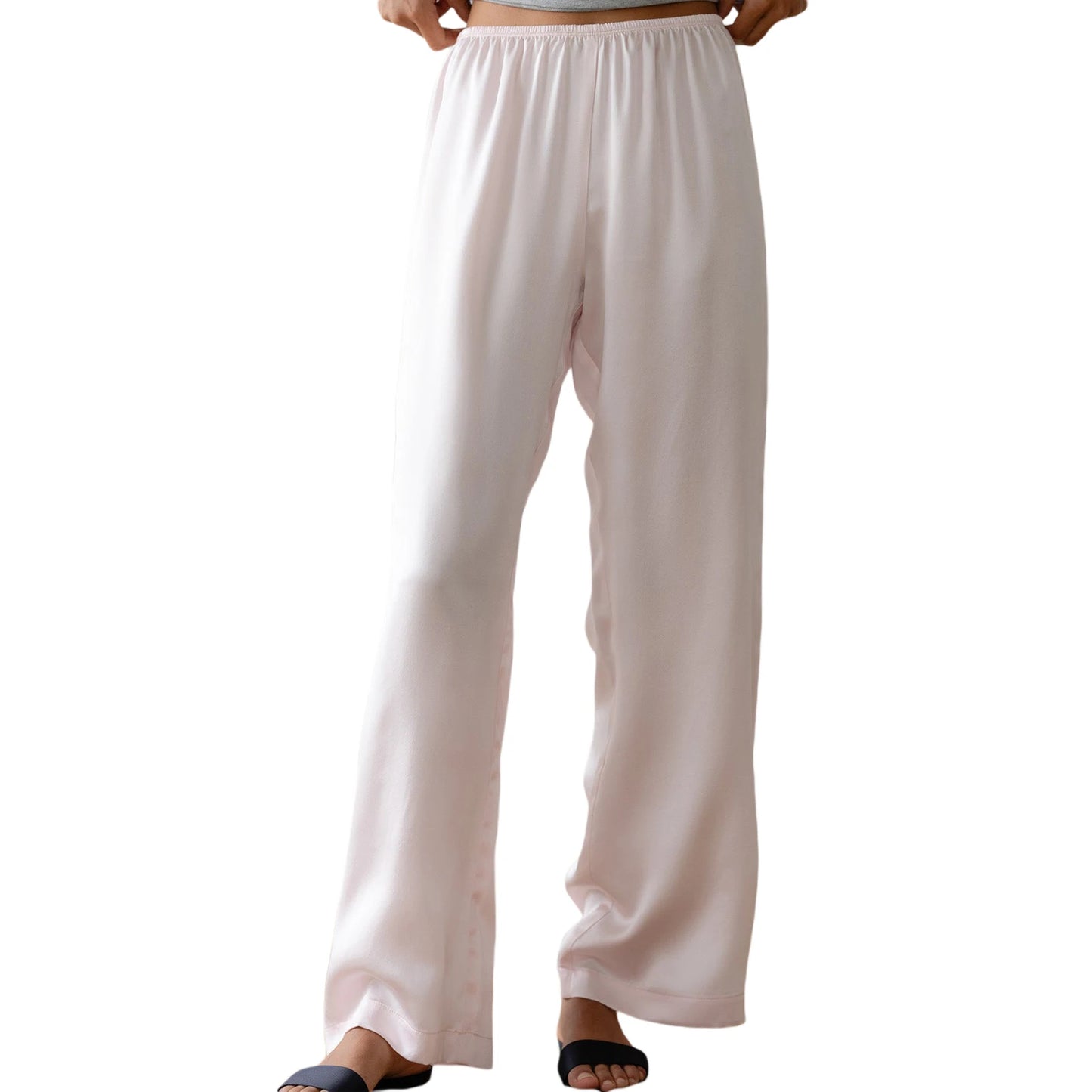 Women s Elegant Satin Lounge Pants with Stretchy Waistband and Flowy Wide Legs for Comfortable Casual Wear