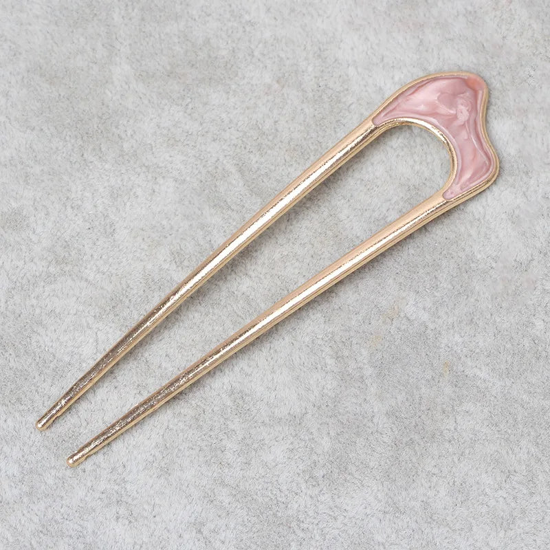 Pearl Hairpins U-shaped Metal Shell Hair Clip Pins Women Girls Hair Sticks Bun Maker Hair Styling Accessories Gifts
