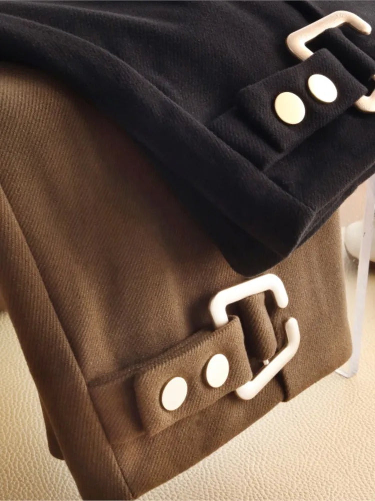 High Waist Wool A-Line  Asymmetrical Skirt