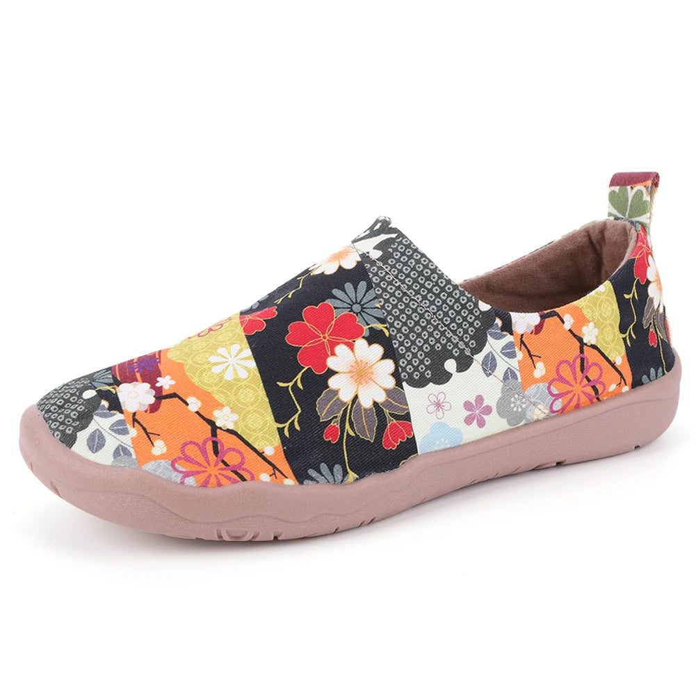 Art Painted Loafers Canvas Walking Shoes Anti Slip Slip On Flats Breathable Lightweight Walking Loafers