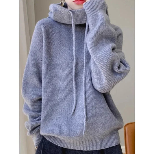 Comfortable Soft And Supple Hooded Thickened Knit Top Autumn/Winter New Style Warm Slimming Versatile Sweater Jacket