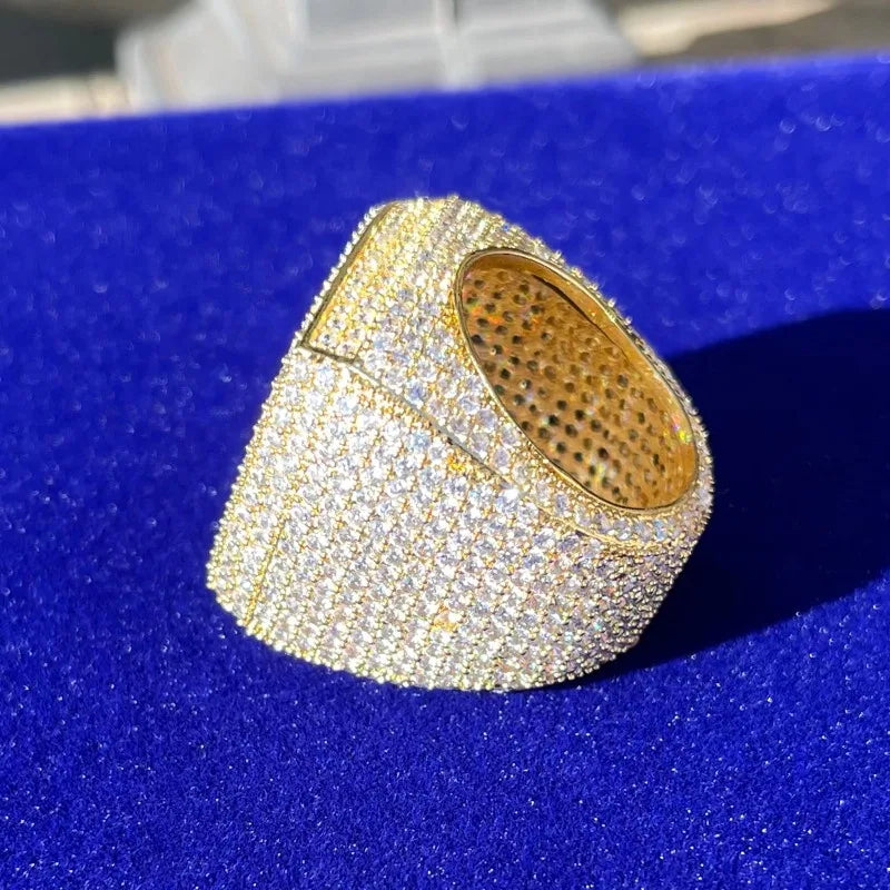 Fashion Men's Gold Color Ring  Full Bling Iced Out Cubic Micro Paved CZ Crystal Luxury Hip Hop Rings Jewelry