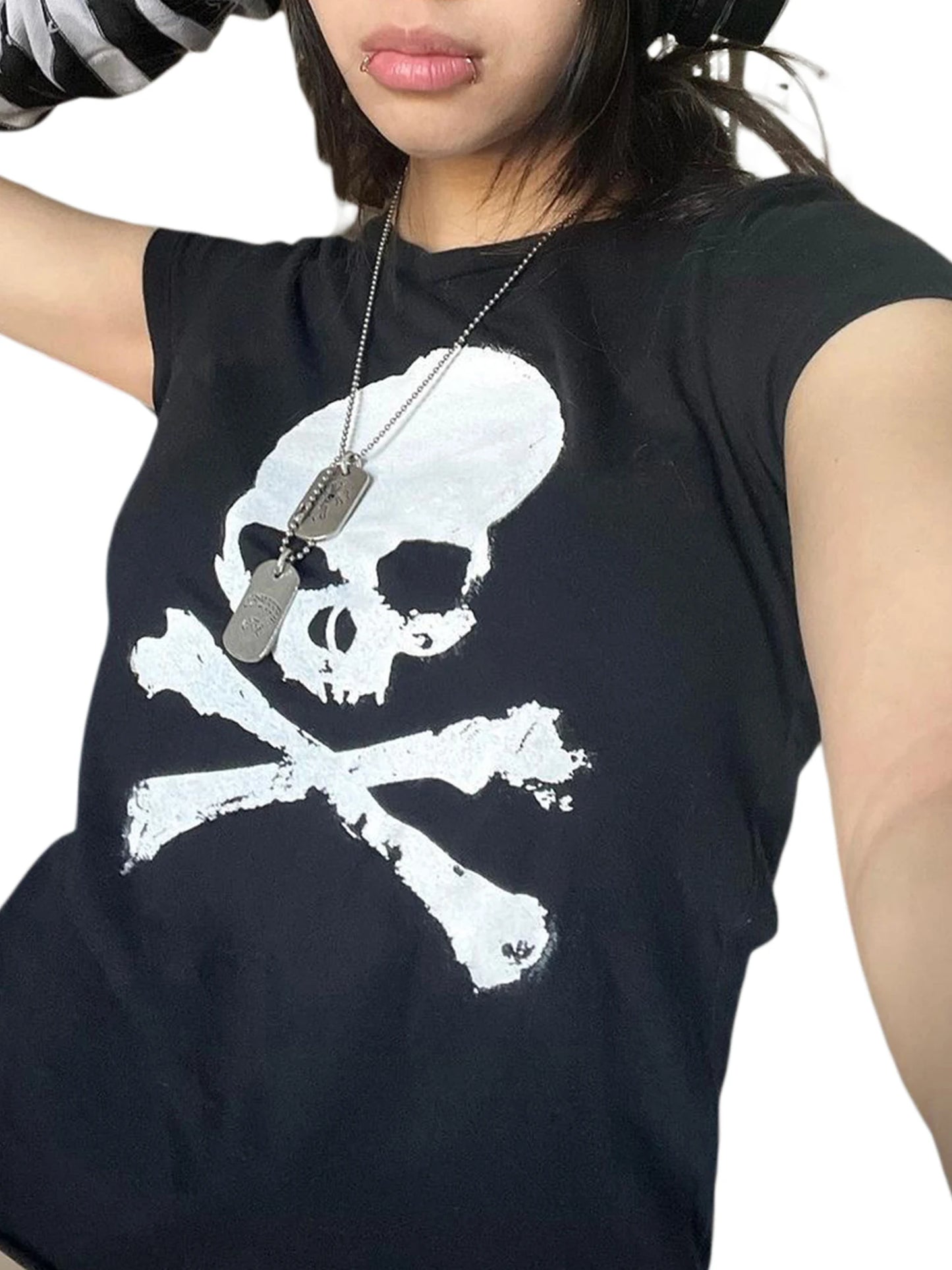 Women s Short Sleeve Round Neck Print Knit Sweater Top