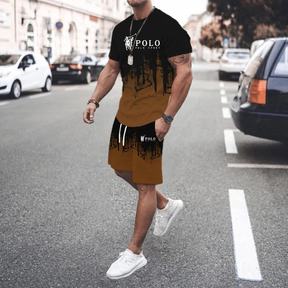 Summer Men's Casual Suit Street Fashion Loose and Comfortable T-Shirt Outdoor Sports Running Shorts Novel