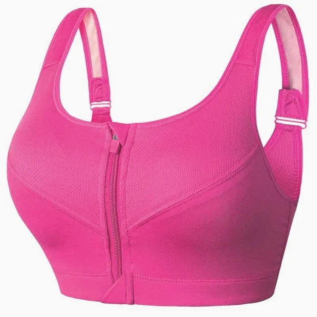 Sports Top Yoga Bra Shockproof Gym  Front Zipper  Push Up
