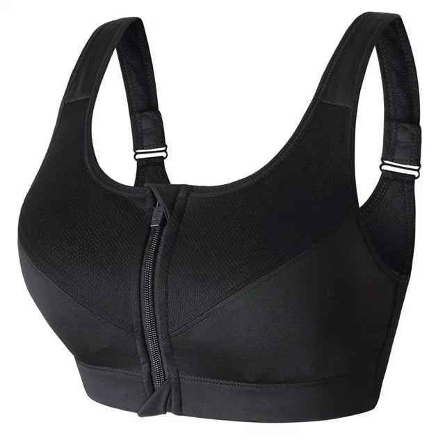 Sports Top Yoga Bra Shockproof Gym  Front Zipper  Push Up