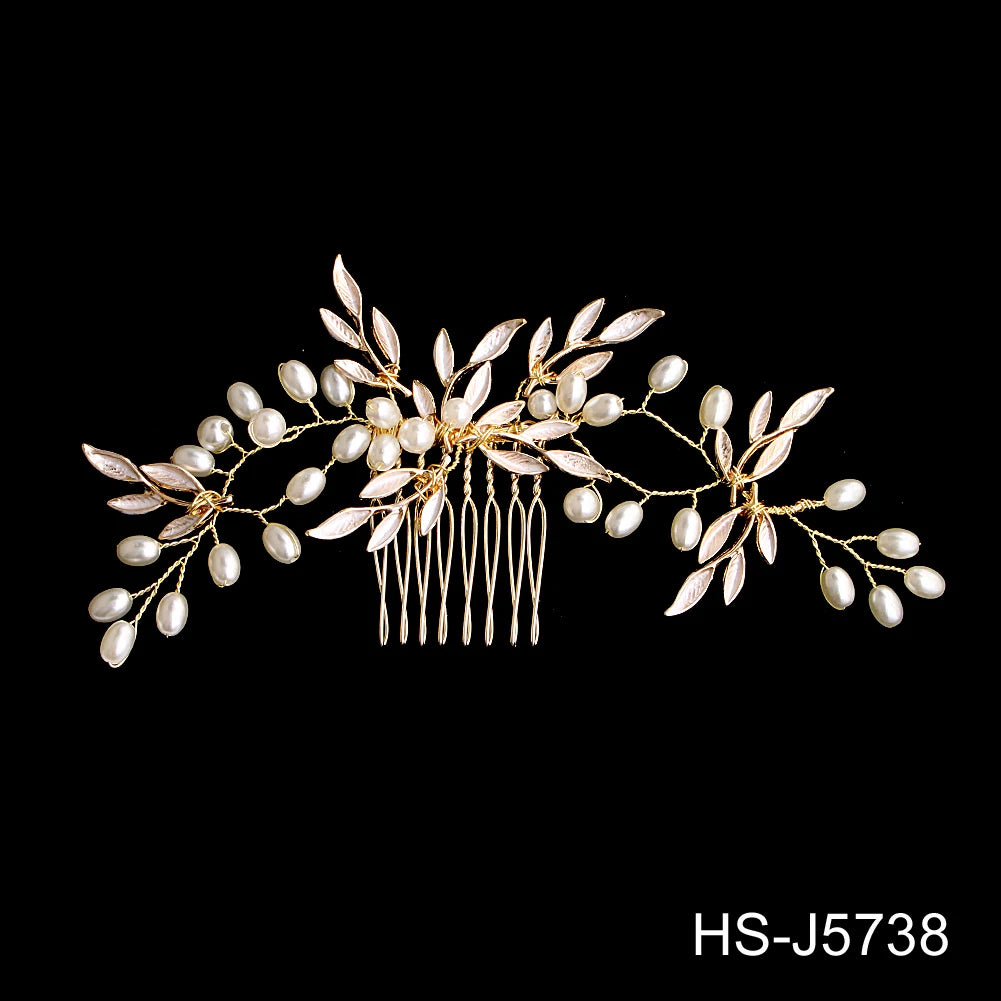 Golden Luxury Pearl Hair Comb Classic Jewelry Crystal Side Bangs Hair Clip For Women Elegant Headpieces