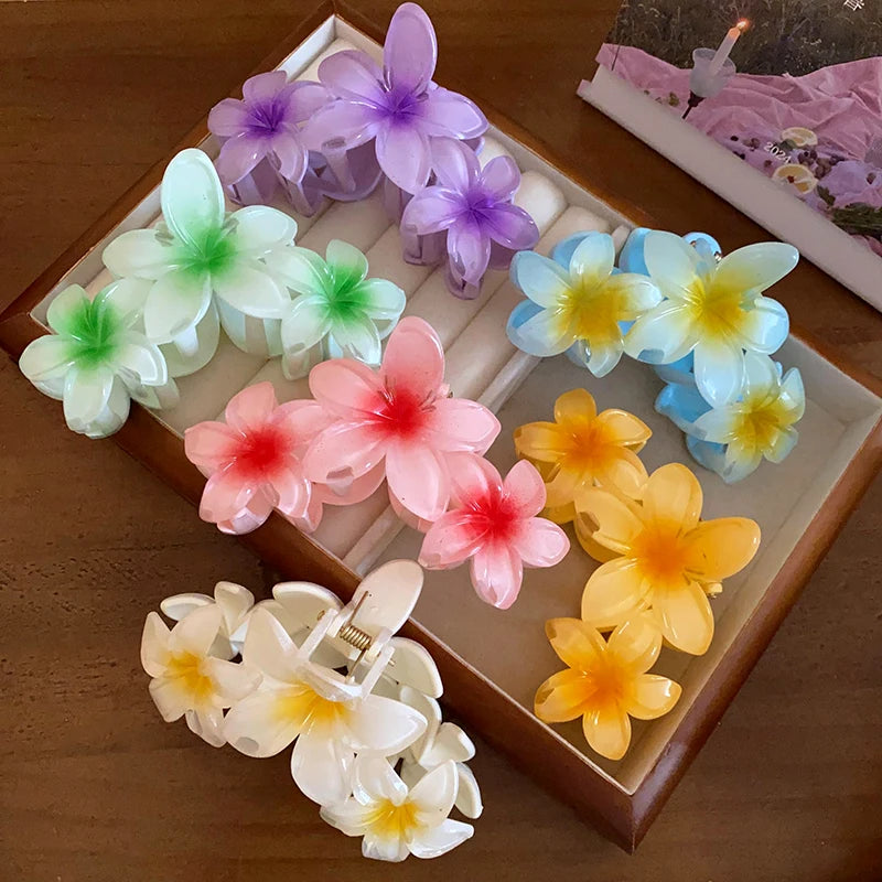 Sunflower Shark Clip Sweet Gradient Flower Grab Clip Ponytail Braid Hair Clip Beach Vacation Hairstyles