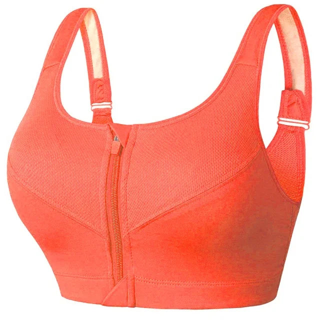 Sports Top Yoga Bra Shockproof Gym  Front Zipper  Push Up