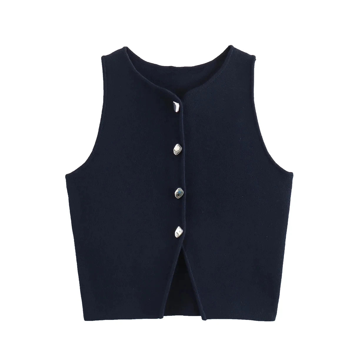 Sweater Vest Cropped Knit Vest Woman Sleeveless Vest Women's Autumn Button Slim Knitted Vests