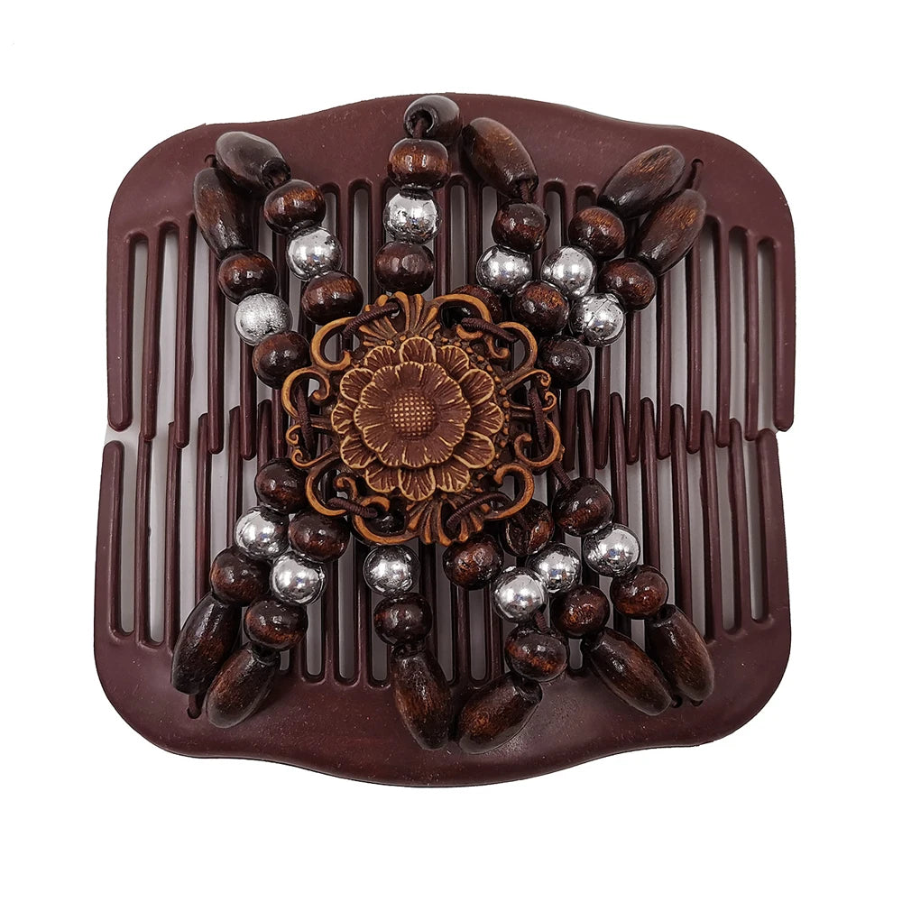 Beads Hair Combs Shiny Rhinestone Beaded Hair Claws Magic Tuck Comb Updo Accessories Elastic Headwear Bun Ponytail Holder