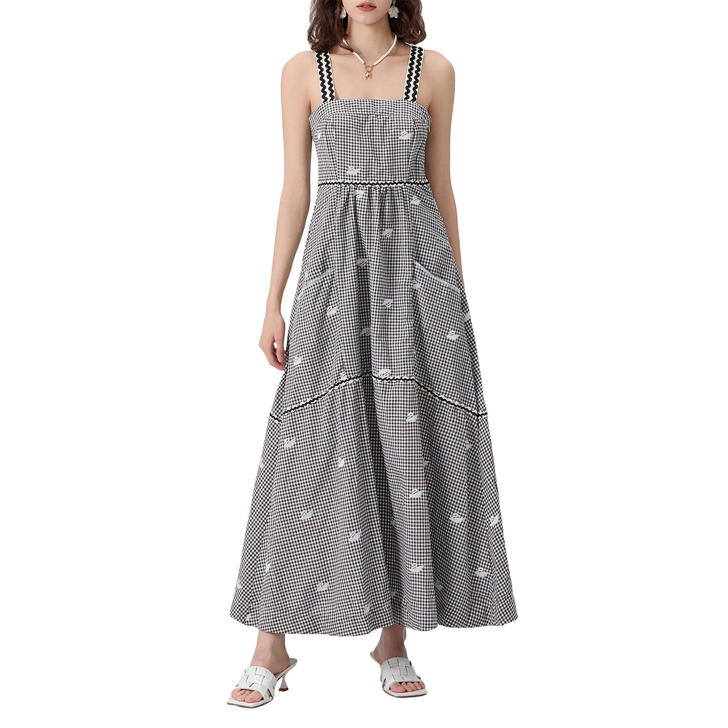 Floral Print Maxi Dress with V-Neckline and Adjustable Spaghetti Straps Boho Style