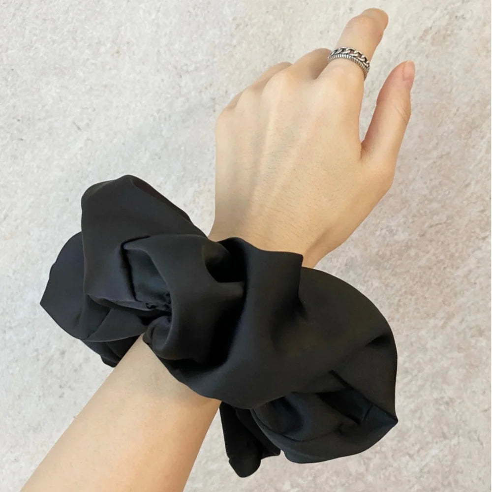 Fashion Oversized Silk Scrunchies for Women Chiffon Elastic Hair Ties Ponytail Holder Headwear