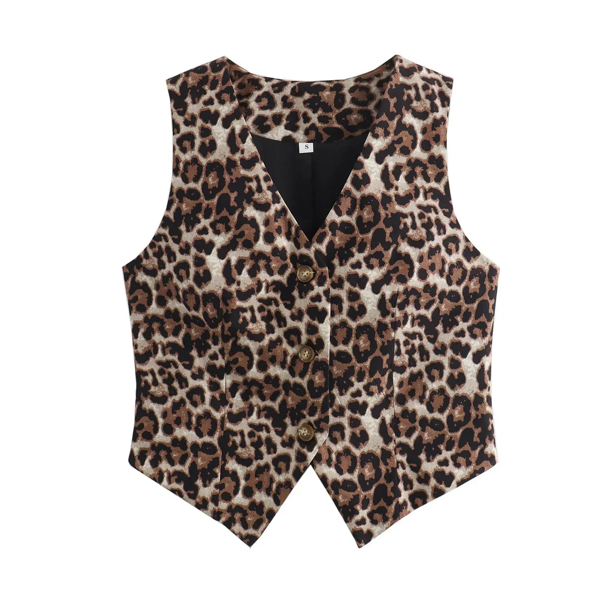Women's Vest  Leopard Summer V-Neck Single-breasted Vest Top Ladies Casual Cropped Sleeveless