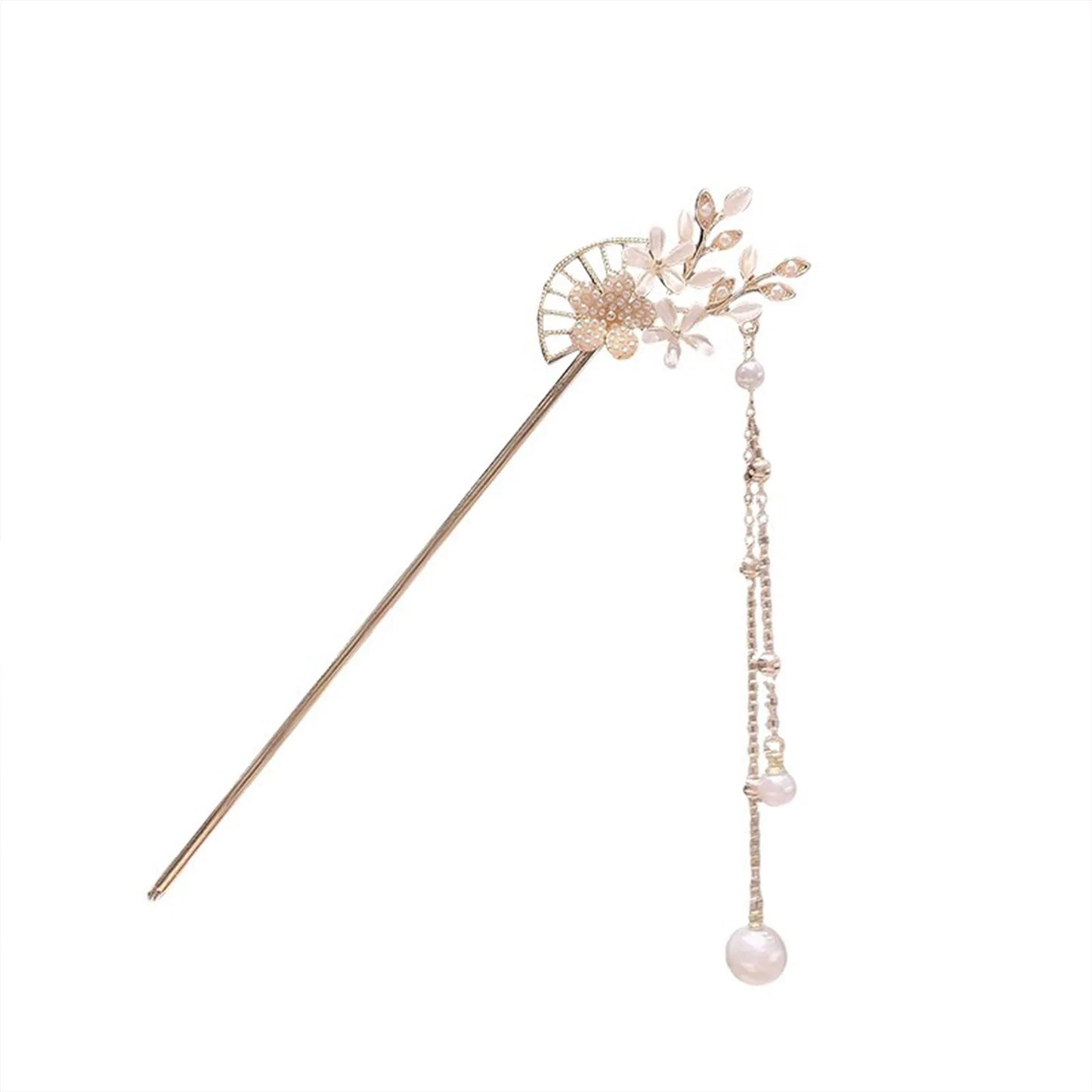 Classic Hair Stick Peach-blossom Hair Chopsticks Gold Plated Prong Updo Chignon Hairpin For Women Chinese Style