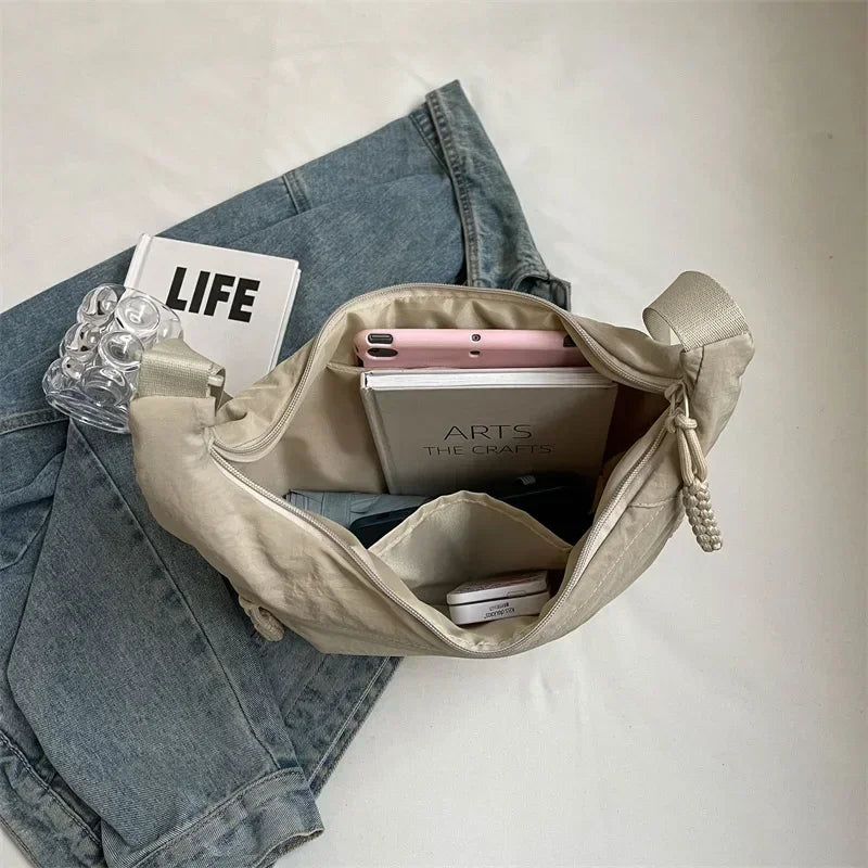 Trendy Women's Soft Cloth Shoulder Bag Solid Color Casual Style Big Handbags Crossbody Bags for Women Shoulder Hobos Bag