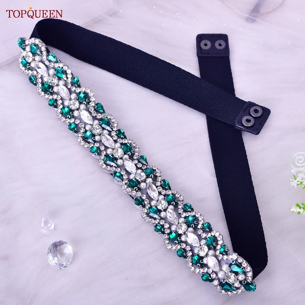 Elastic Belt Fashion Sparkly Rhinestone Stretch Waistband