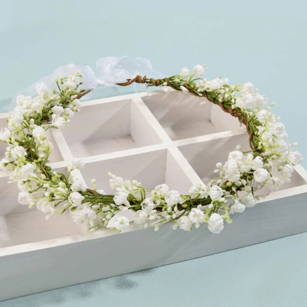 1pcs Artificial Baby Breath Green Headpiece  Halo Leaf Floral  Headband