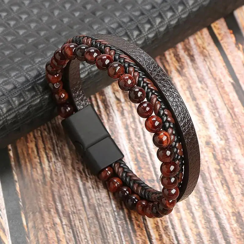 Classic Men's Leather Bracelet  Style Hand-woven Multi-layer Combination Accessory Fashion Man Jewelry