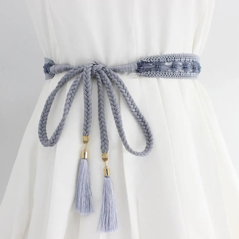 Ethnic Style Braided Woven Tassel Belt Boho Knot