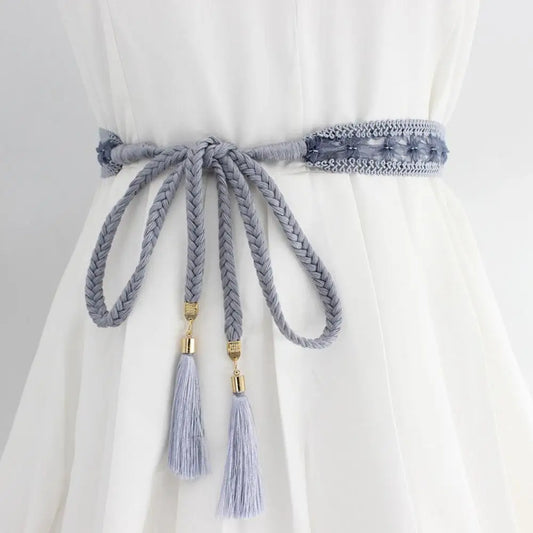 Ethnic Style Braided Woven Tassel Belt Boho Knot