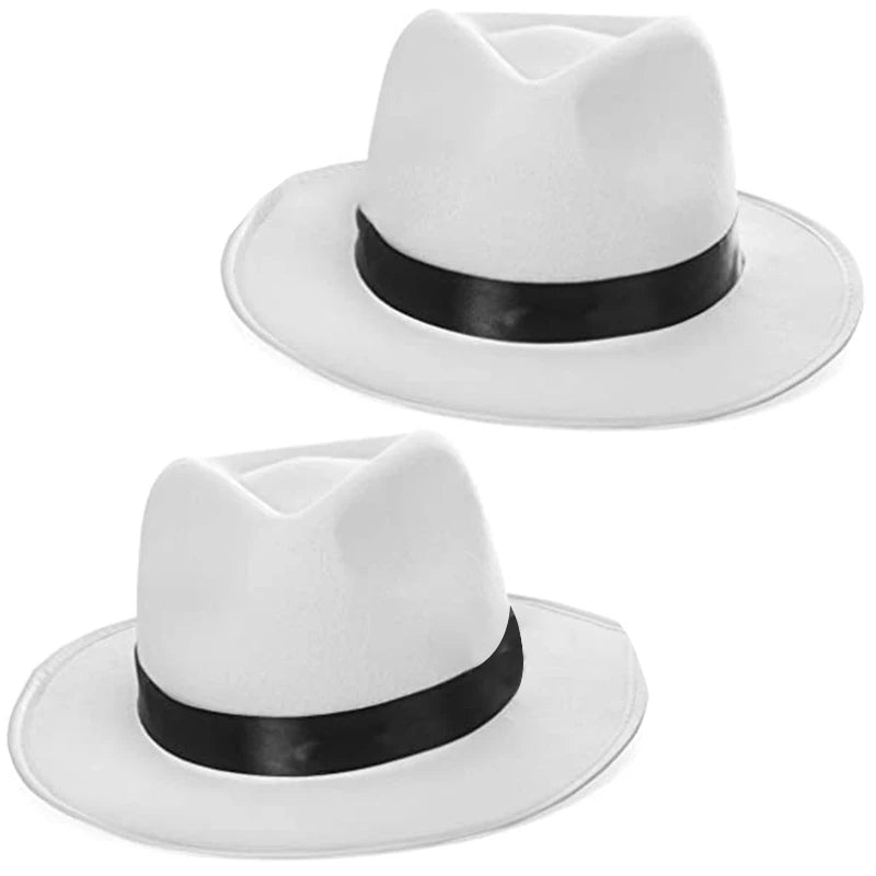 Vintage Style Wide Brim Fedora Hat with Ribbon Band