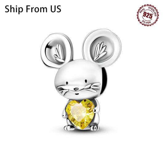 Hot Cute Animals Rat Pendant 925 Silver Bead Fit Original Pandora Bracelet