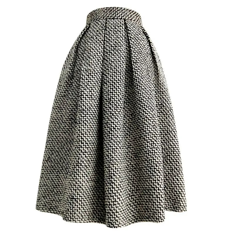 Checker High Waist Poached Skirt