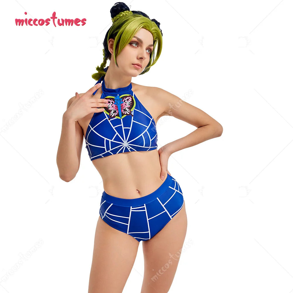 Women s Two-Piece Swimsuit Spiderweb Prints Bathing Suit