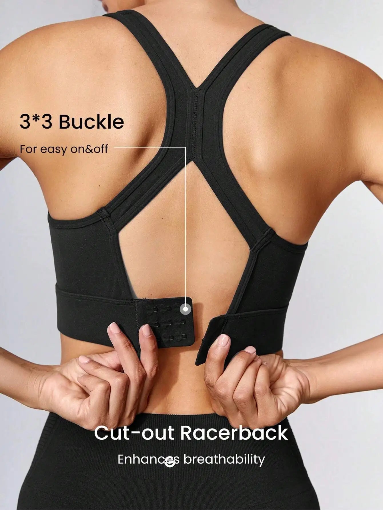 FeatherFit™-Sculpt V Neck Racerback Sports Bra  Medium Support Workout