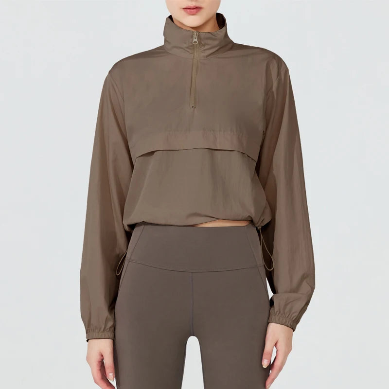 Women's Athletic Jacket Lightweight Quarter Zip Pullover For Golf Hiking Running Windbreaker Waterproof Jacket