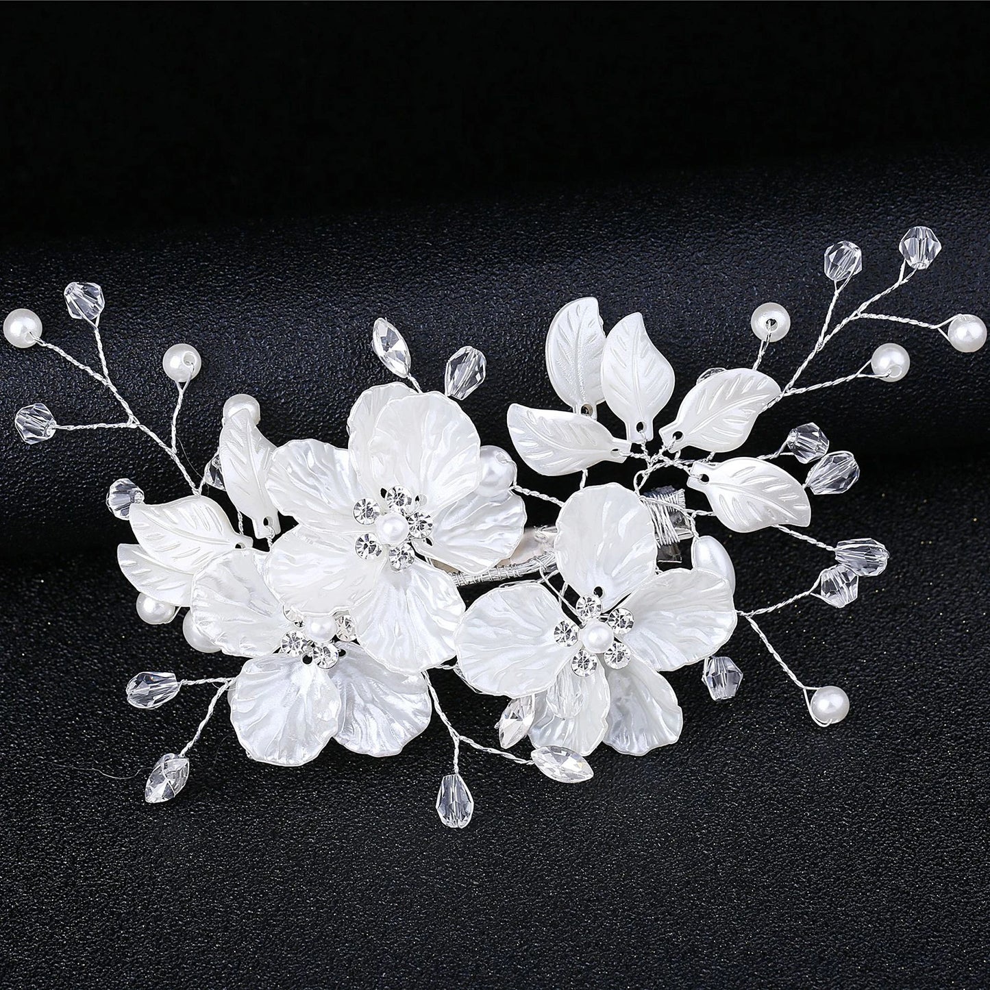 Pink/White/Blue Flower Hair Clips Handmade Pearls Floral Hairpins for Hair Jewelry Elegant Bridesmaids Headdress