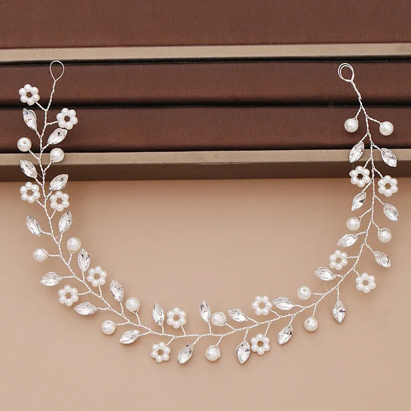 Pearl Headband  Hair Accessories Rhinestone Crystal Wedding Headband For Women Bride Head piece Hair Jewelry