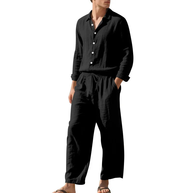 Men's Casual Set Spring Autumn Fashionable Long Sleeved Pants Two-piece Set Cardigan Menswear