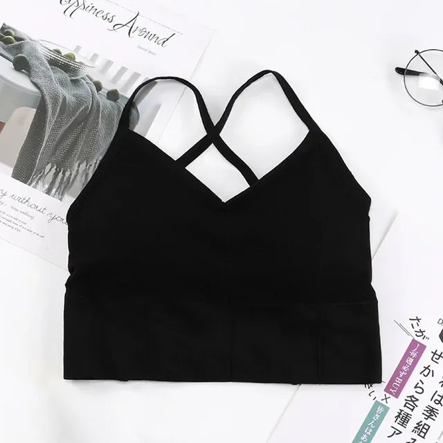 Cross Strap Sports bra High Impact For Gym Fitness  Sportswear Tank Top Yoga Push Up Crop Top