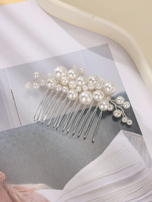 Elegant pearl  hair comb  side comb piece  hair ornament for women and girls