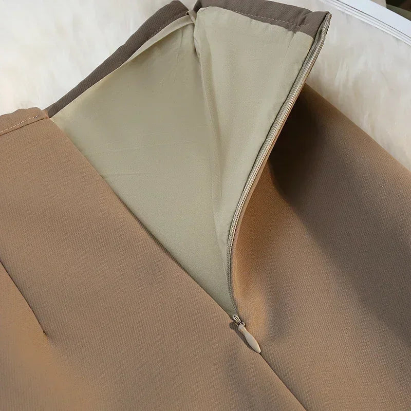 High Waist Drape Suit Long Skirt Zipper