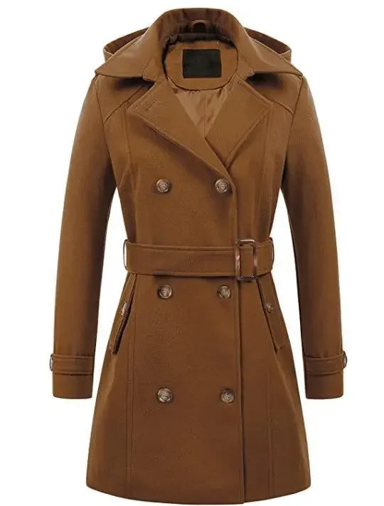 Outerwear Coat  Fashion Trench Coat Double-Breasted Classic Lapel Overcoat Belted