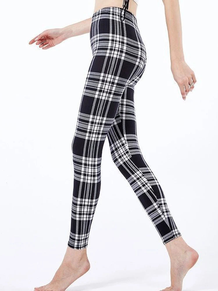 Graffiti Leggings Patterned Print Leggings For Women Leggings Houndstooth  Elastic Design Vintage Leggings