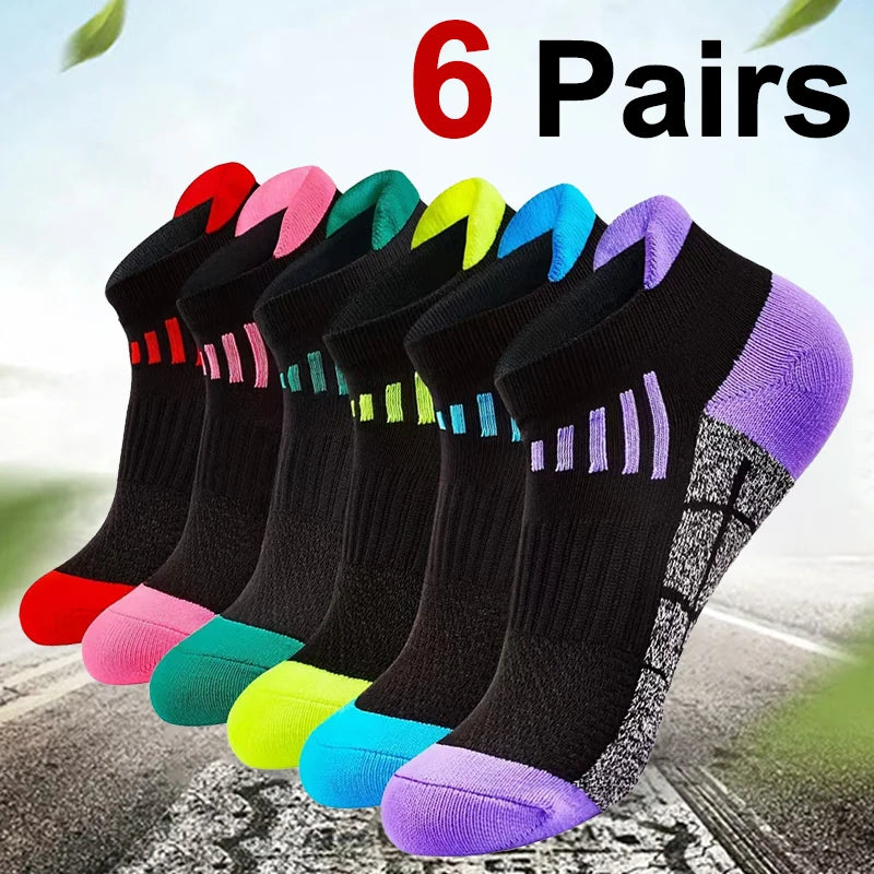 6 Pairs Neutral Knitted Odor Proof Sports Socks Fashionable Stripes Sweat Absorbing Breathable Couple Running Casual Socks
