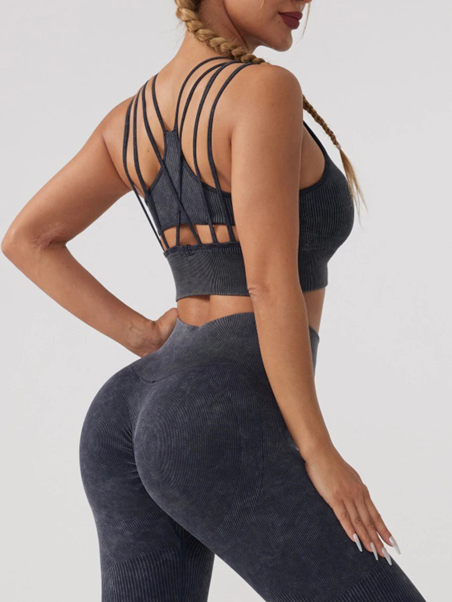 High Impact Racerback Sports Bra Breathable Quick Dry Athletic Yoga Bra