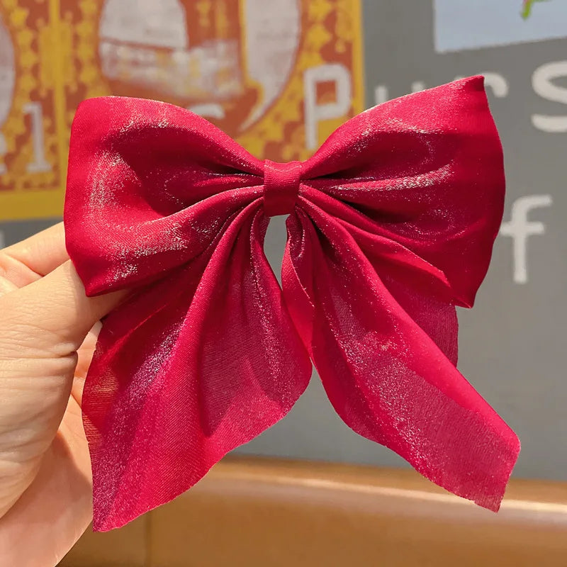 Big Hair Bow Ties Hair Clips Satin Two Layer Bow for Women Bowknot Hairpins Trendy Hairpin Girl Hair Accessory