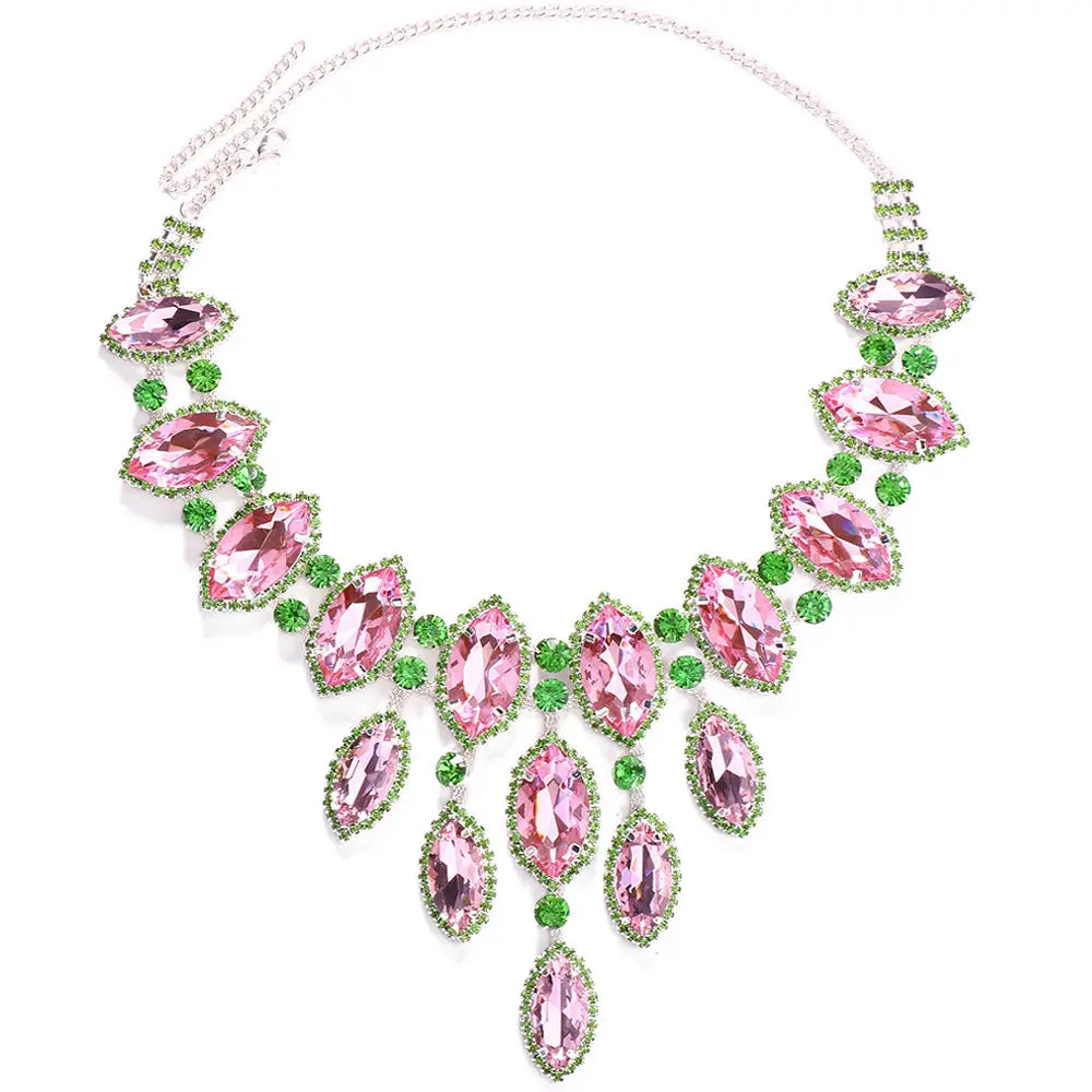 Rhinestone Geometric Necklace Luxury  Accessories Large Crystal Exaggerated Necklace