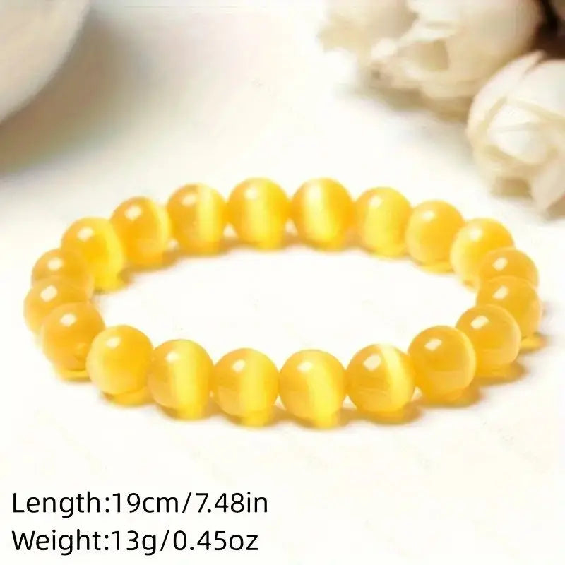 8mm Radiant Opal Beaded Bracelet - Adjustable Stretch for Yoga Meditation - Delicate Handcrafted Jewelry