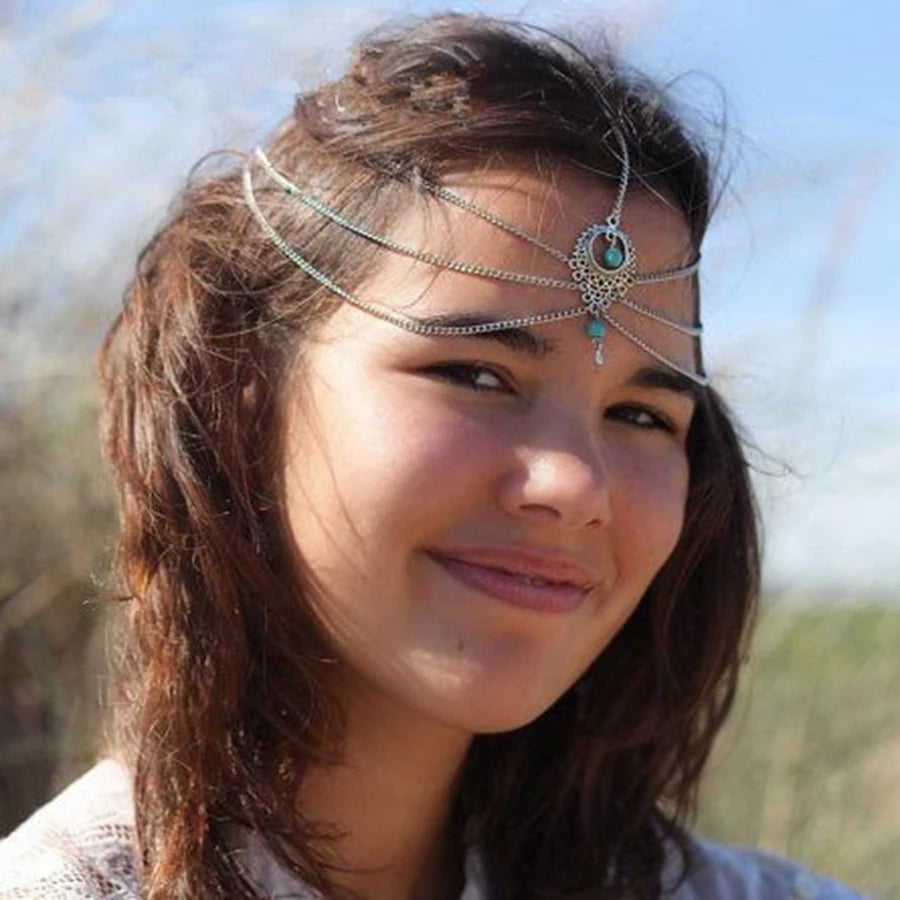 Fashion Bridal Wedding Hair Jewelry Accessories For Women Indian Boho Imitation Pearls Head Chain Head Piece Bijoux Femme