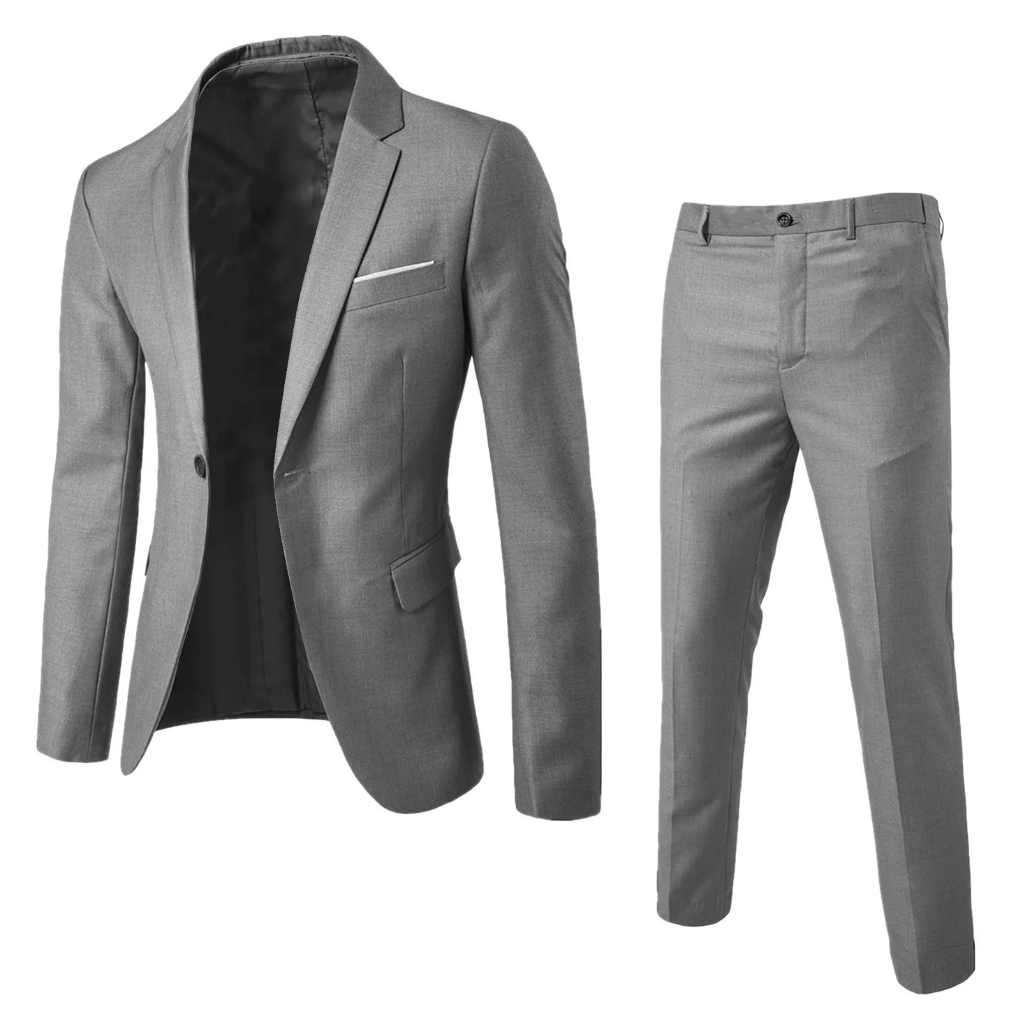 Fashion Slim Waist 2 Pieces Set Suits For Men Slim Suit Jacket Pant Suit Men Single Breasted Blazer Suit