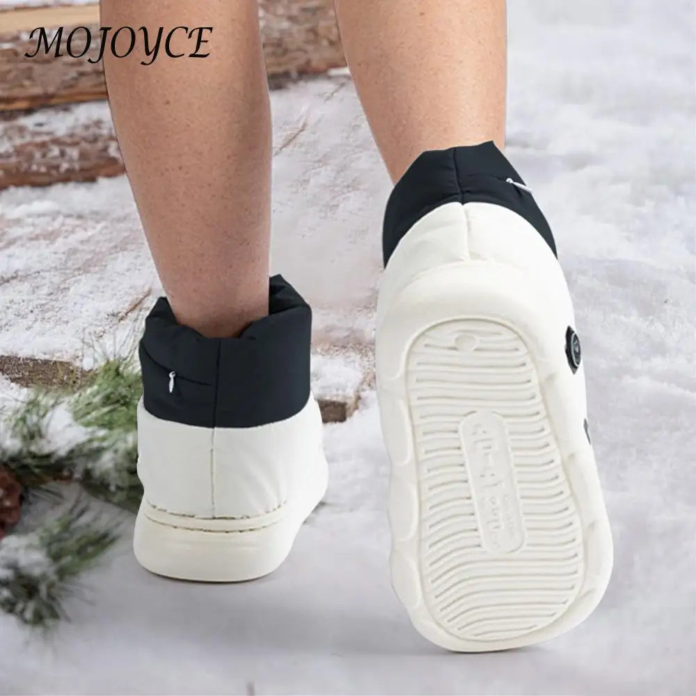 Unisex Foot Warmer Shoes with 3 Heating Levels Thermal Shoes Rechargeable Warm Snow Boots for Indoor House Home Office