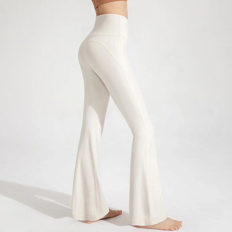 High Waisted Waist Cinching Hip Lifting Fitness Exercise Elastic Bell Bottom Pants Women Casual Outdoor Running Yoga Pants