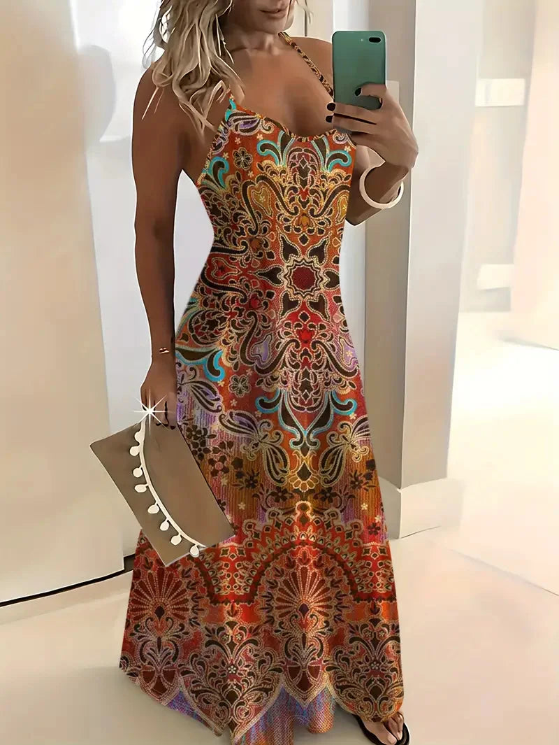 Summer Bohemian Style Women's Suspender Skirt Long A-line Oversized Casual Dress Women's Elegant  Summer Loose Beach Clothes